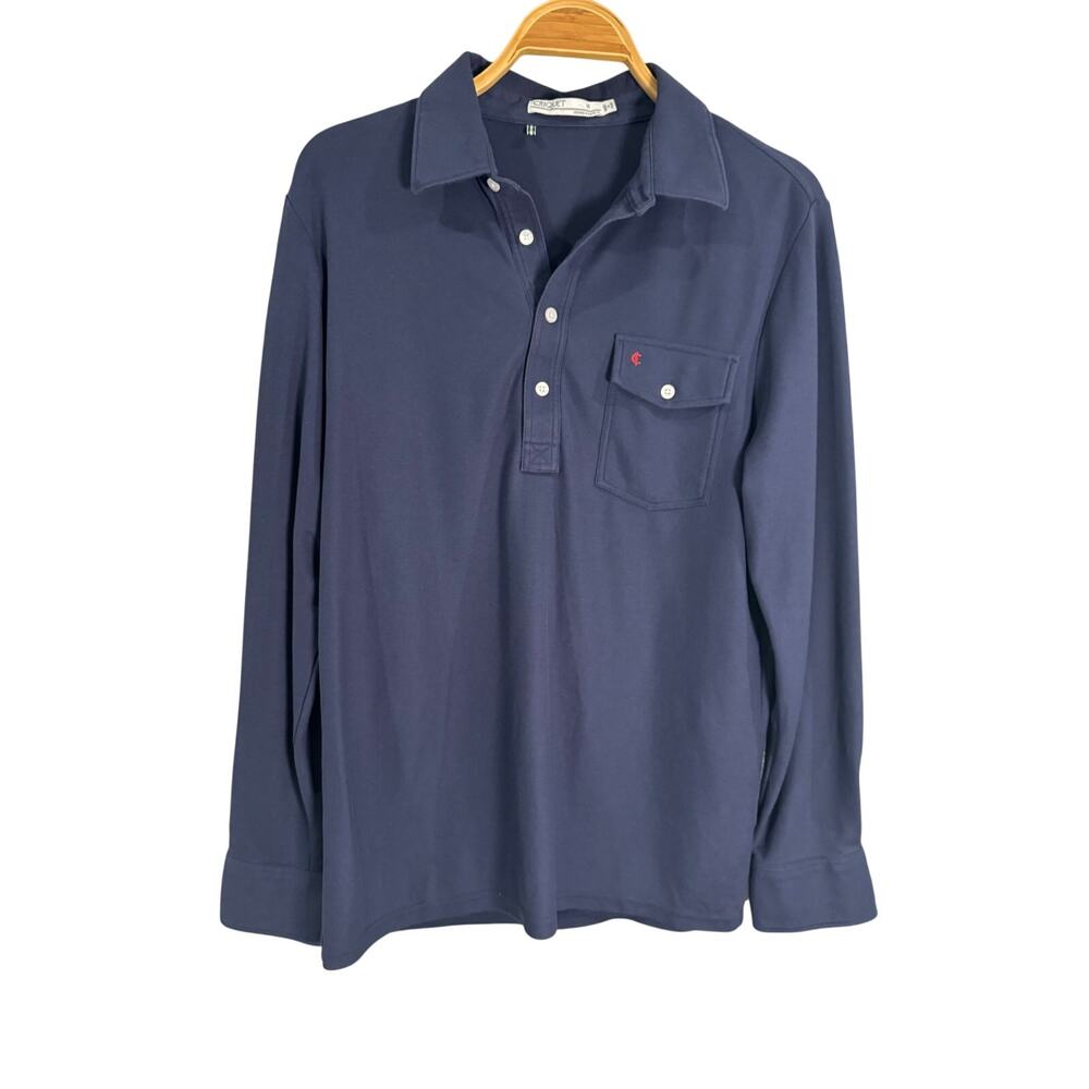 Criquet LS Navy Blue Pocket Polo Medium